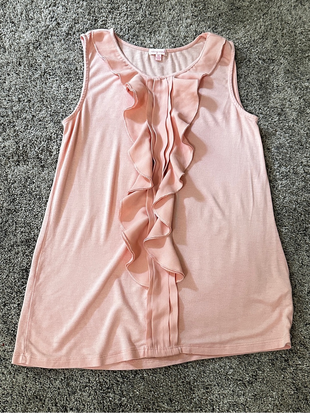 Ruffle-Front Sleeveless Tank Top in Blush peach